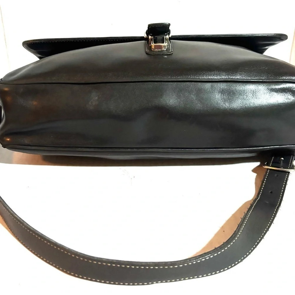 Coach vintage unisex Black Leather briefcase, Messenger Bag